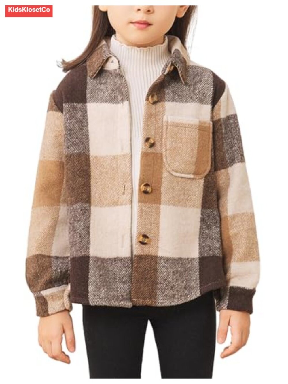 Girls Flannel Button Down Shirt Jacket Plaid Long Sleeve